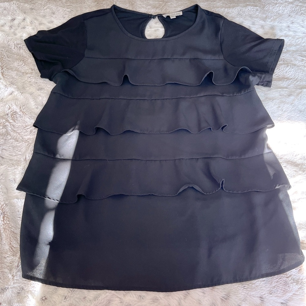 Faith and Joy Women Black Ruffled Blouse